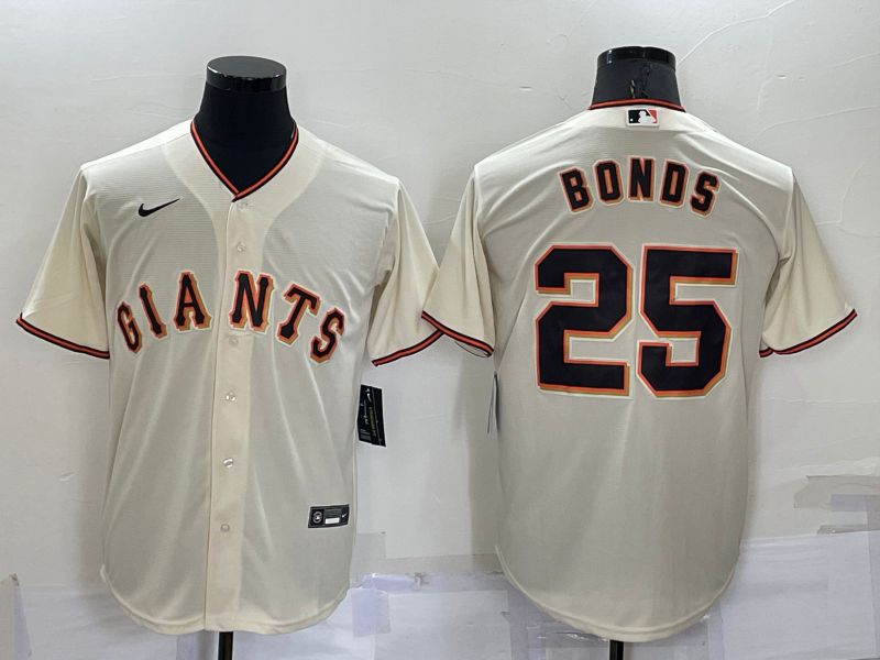 Men San Francisco Giants 25 Bonds Cream Game Nike 2022 MLB Jersey